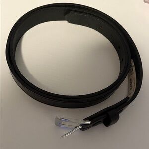 Classic Black Leather Men's Belt with Silver Buckle